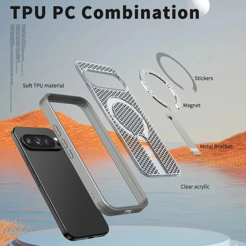 Transparent Heat Dissipation Magnetic Phone Case with PC Board Bracket