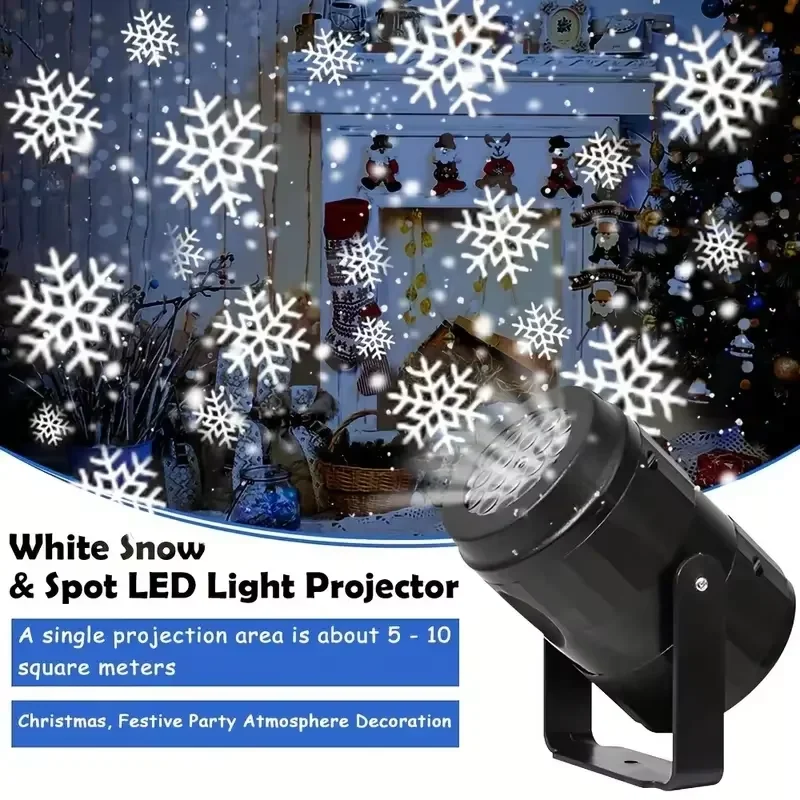 LED USB Snowflake Projector Holiday Outdoor Lamp Christmas Light Projection New Year Party Snow Spotlight