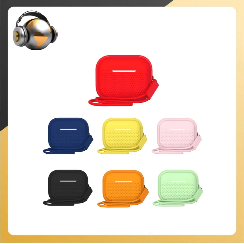 

Lanyard Round Hole Earphone Case Headphone Protective Cover Silicone Polka Dot Design Shell For Airpod Replacement Headset Cover