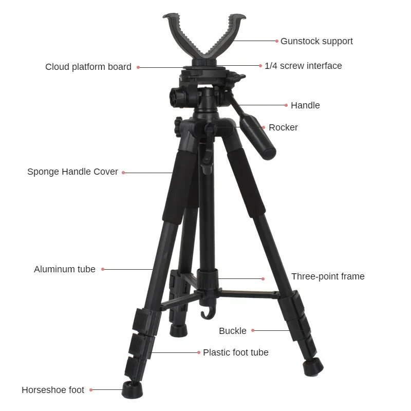 Hunting Shooting Rack Outdoor Hunting Tripod Durable Adjustable Height Hunting Stand Aluminum V-Yoke Shooting Rack Multifunctio Safe Accessory