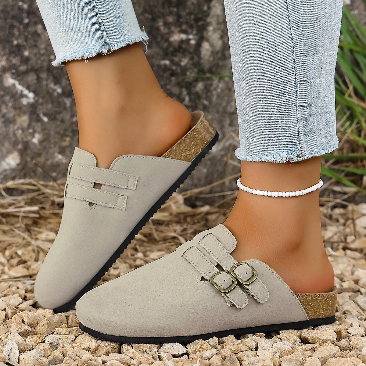 2025 Women's Fashionable and simple temperament Half Slippers shoes Spring Autumn Versatile Foot Cover Shoes Easy to Wear