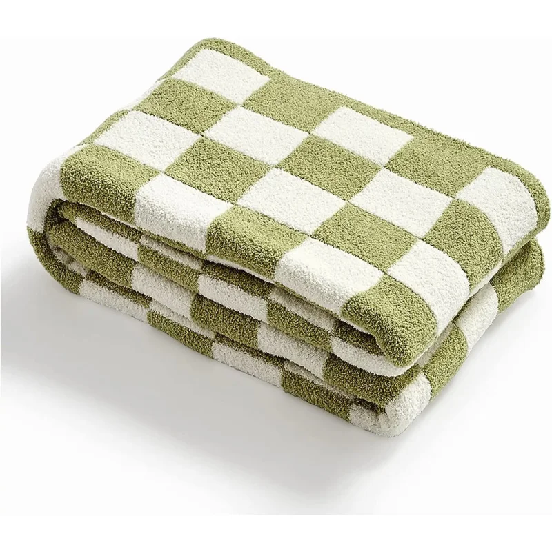 

Throw Blankets Checkerboard Grid Chessboard Gingham Warmer Comfort Plush Reversible Microfiber Cozy Decor for Home Bed Couch