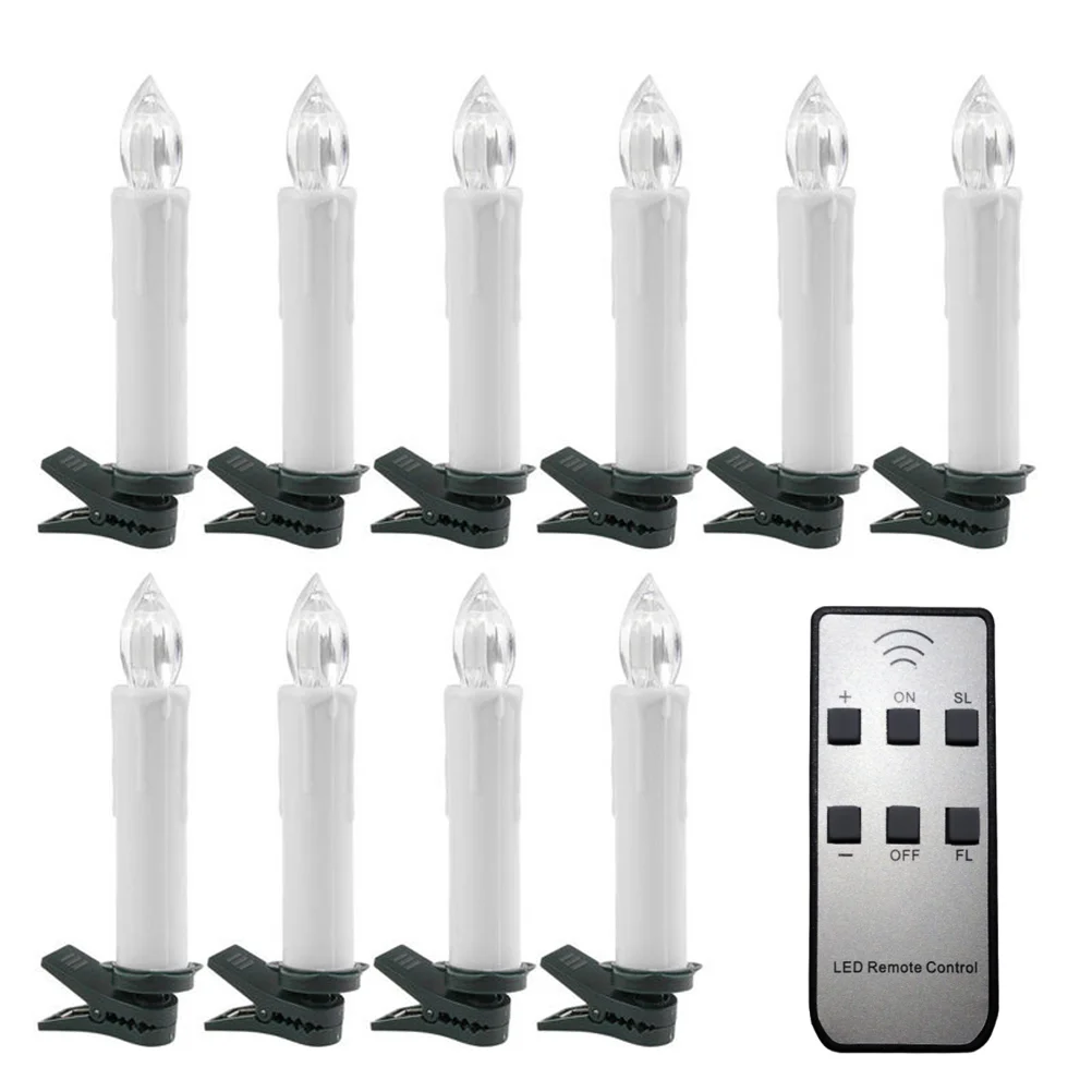 LED Christmas with Clip Flameless Lights Kit Party Decor for Window Christmas Tree Garden (10 Candles and Halloween decoration