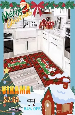 VIKAMA Schöner weihnachtlicher Lebkuchenmann, langer Kristall-Samtteppich für Küche und Badezimmer, saugfähig, rutschfest, Heimdekoration_voghion.com