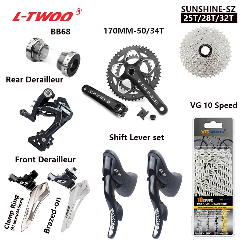 Ltwoo-バイクシフターディレイラーセット,チェーン付き,クランク