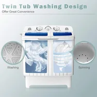 COSTWAY Portable Washing Machine, Twin Tub 20 Lbs Capacity, Washer(12 Lbs) and Spinner(8 Lbs), Durable Design, 3