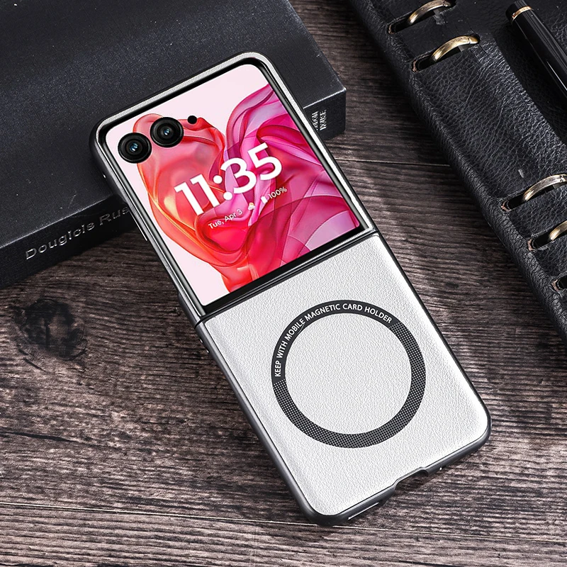 Premium PU Leather Magnetic Wireless Charging Case - Sleek Hard Plastic Protection