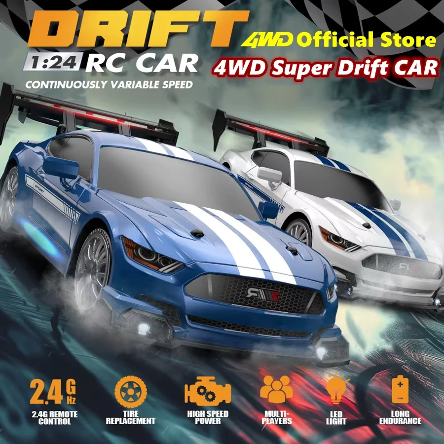 1:24 Mini 4WD RC Drift Car Remote Control GTRPRO Model 4x4 Racing RTR Radio Truck With LED Vehicle For Childrens Toys Gifts rc car