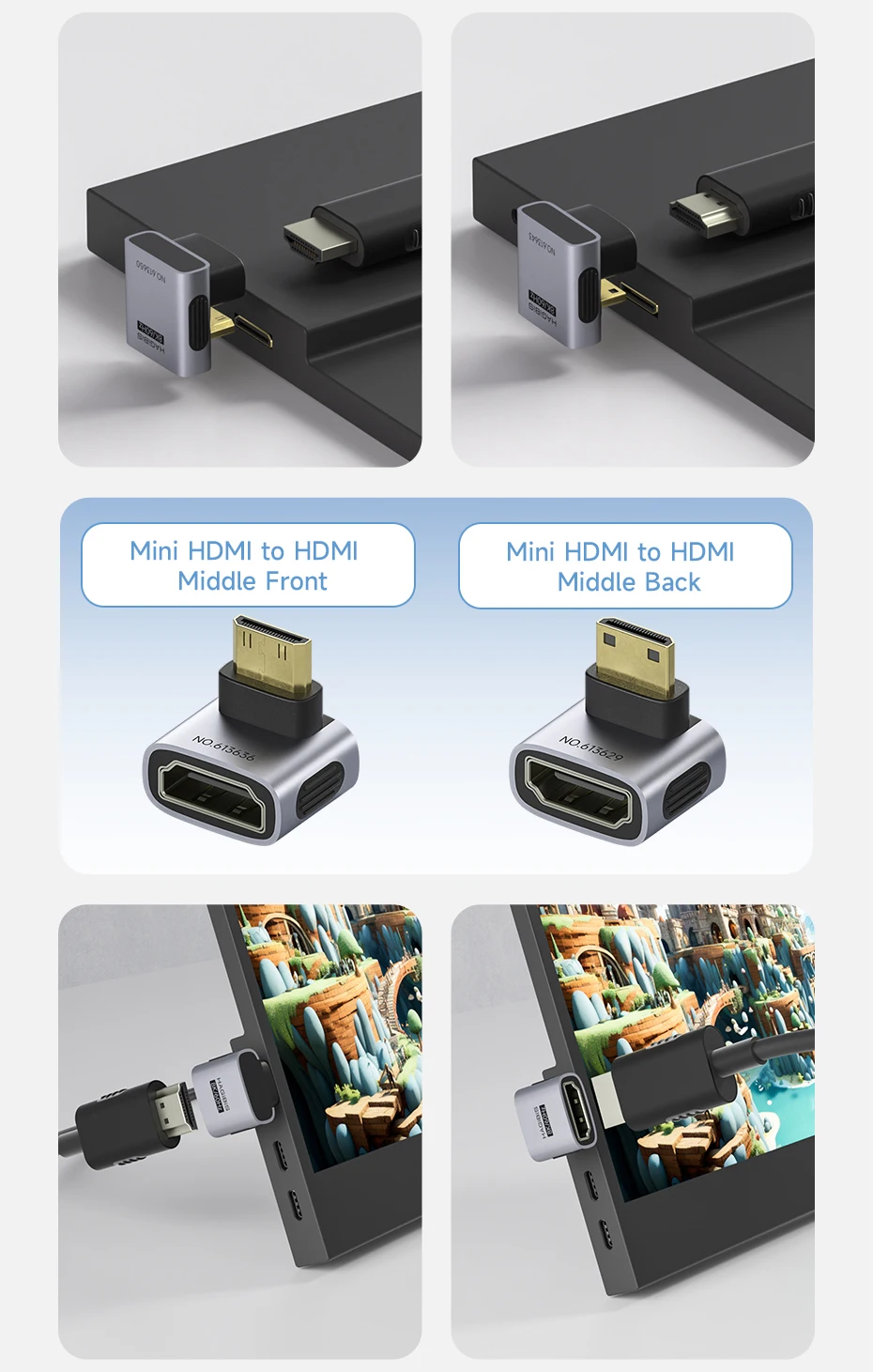 Hagibis HDMI 2.1 90° Right Angle Male to Female Adapter