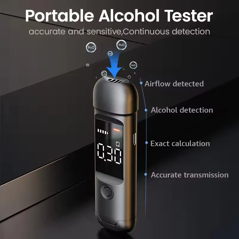 Alcohol Tester with LED Digital Display Alcoholic Detector Personal Quick Response Accuracy Breathalyzer Drink Driving