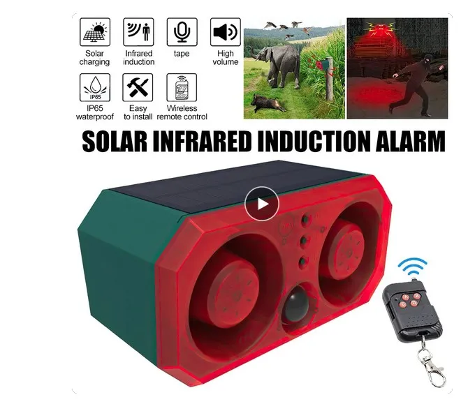 Lampada Di Allarme Solare Sensore Di Movimento A Infrarossi A Energia Solare Telecomando Sirena Allarme Di Sicurezza Lampada Sirena Casa Repellente Pe