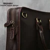 NZPJ Retro Men's Briefcase Leather Laptop Bag Top Layer Cowhide Casual Handbag 14 Inch Business Shoulder Bag Messenger Bag 4