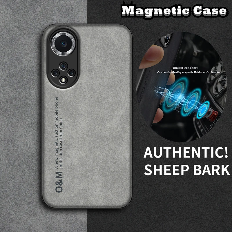 Étui en cuir de mouton magnétique pour Huawei Nova 9 SE 10 Y70 Plus Honor 50 60 70 80 Pro X6 X7 X8 X9 Couverture souple mince en fer intégré_voghion.com