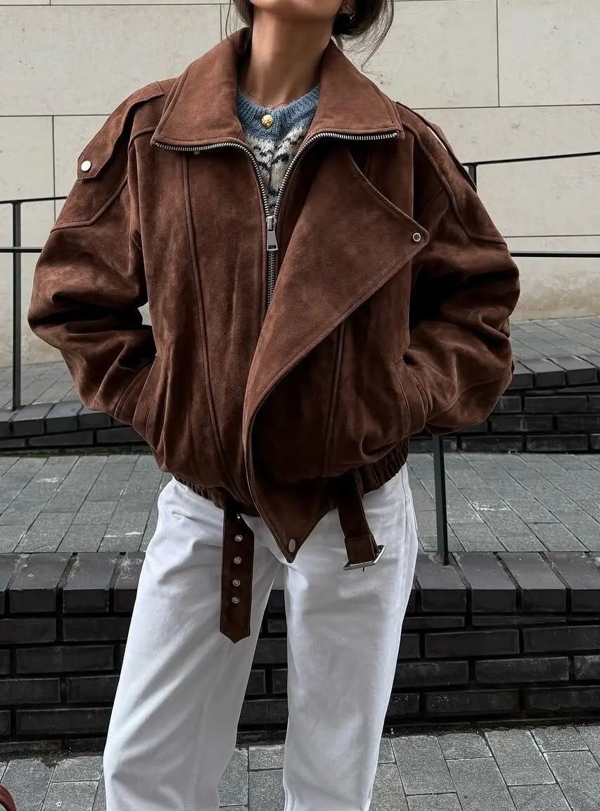 Retro Loose Brown Jacket - Casual European American Style