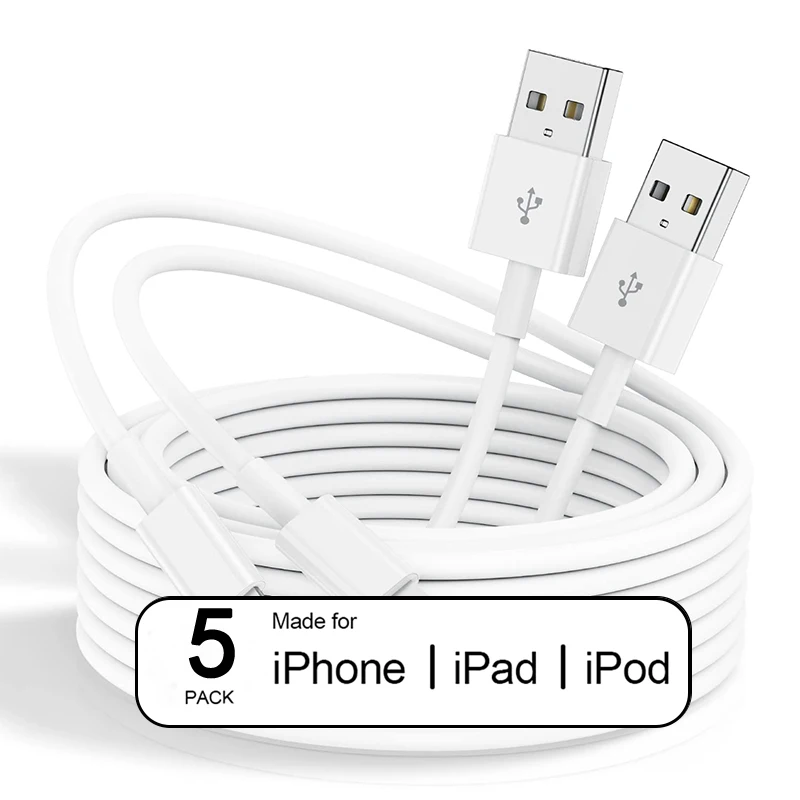 5PCS USB Cable Cord C Charger Fast Charging Phone For iPhone 13 12 11 Pro Max XS XR 8 7 SE PD |