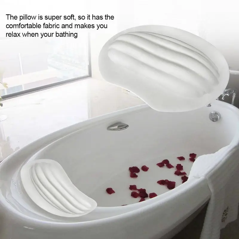 TPR Spa Non Slip Cushioned Bath Tub Spa Pillow Bathtub Head Rest Pillow