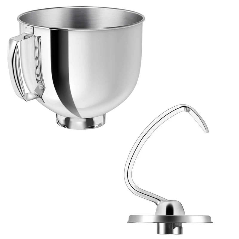 

Stainless Steel Professional Dough Hook & Mixing Bowl for 4.5 and 5 Quart Mixer Models K45, K45SS,KN15E1X,KSM75 and More