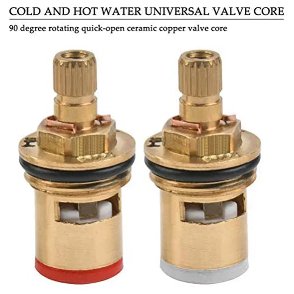 Hot Cold Faucet Tap Handle Knob Copper Valve Tap Reviver Conversion Kit 1/2 Inches Replacement Heads Thread Basin Sink Washer