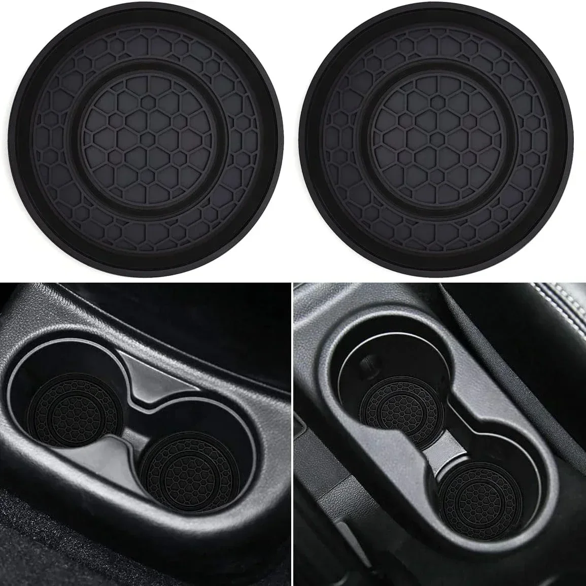 2pcs Car Interior Accessories Anti-Slip Car Coasters Sift-Proof PVC Beverage Coaster 7cm 2.76inch Drink Holder