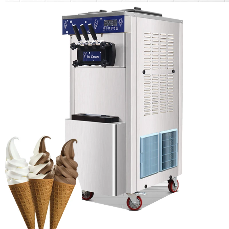 

Soft Ice Cream Machine Commercial Stainless Steel Large Capacity Three Flavors Vertical Desktop Freeze Equipments Cone Maker