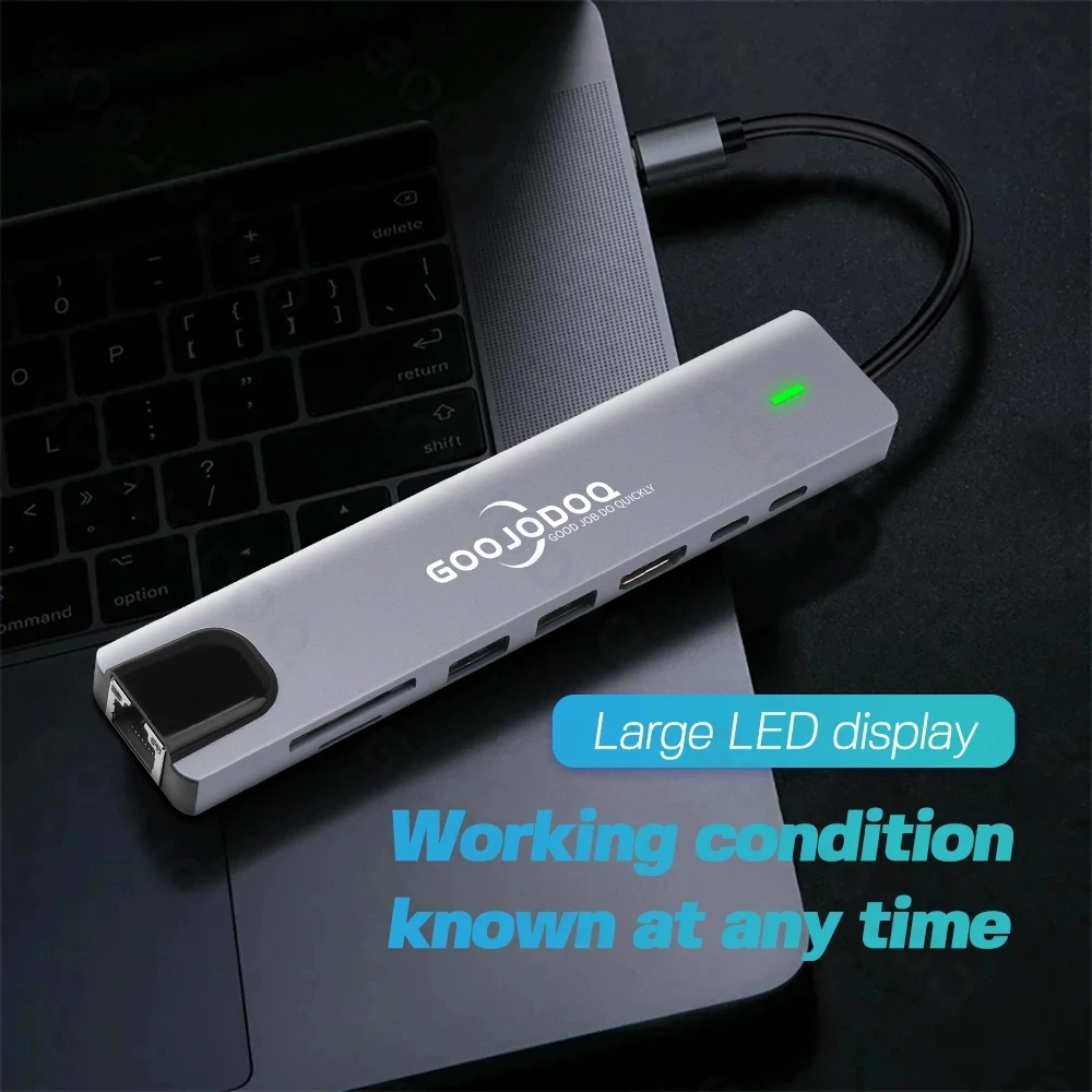 Goojodoq-usb 3.0 tipo c Adaptador Hub para Hdmi-compatível Thunderbolt pd Dock para Ipad Macbook Nintendo Switch - Imagem 5