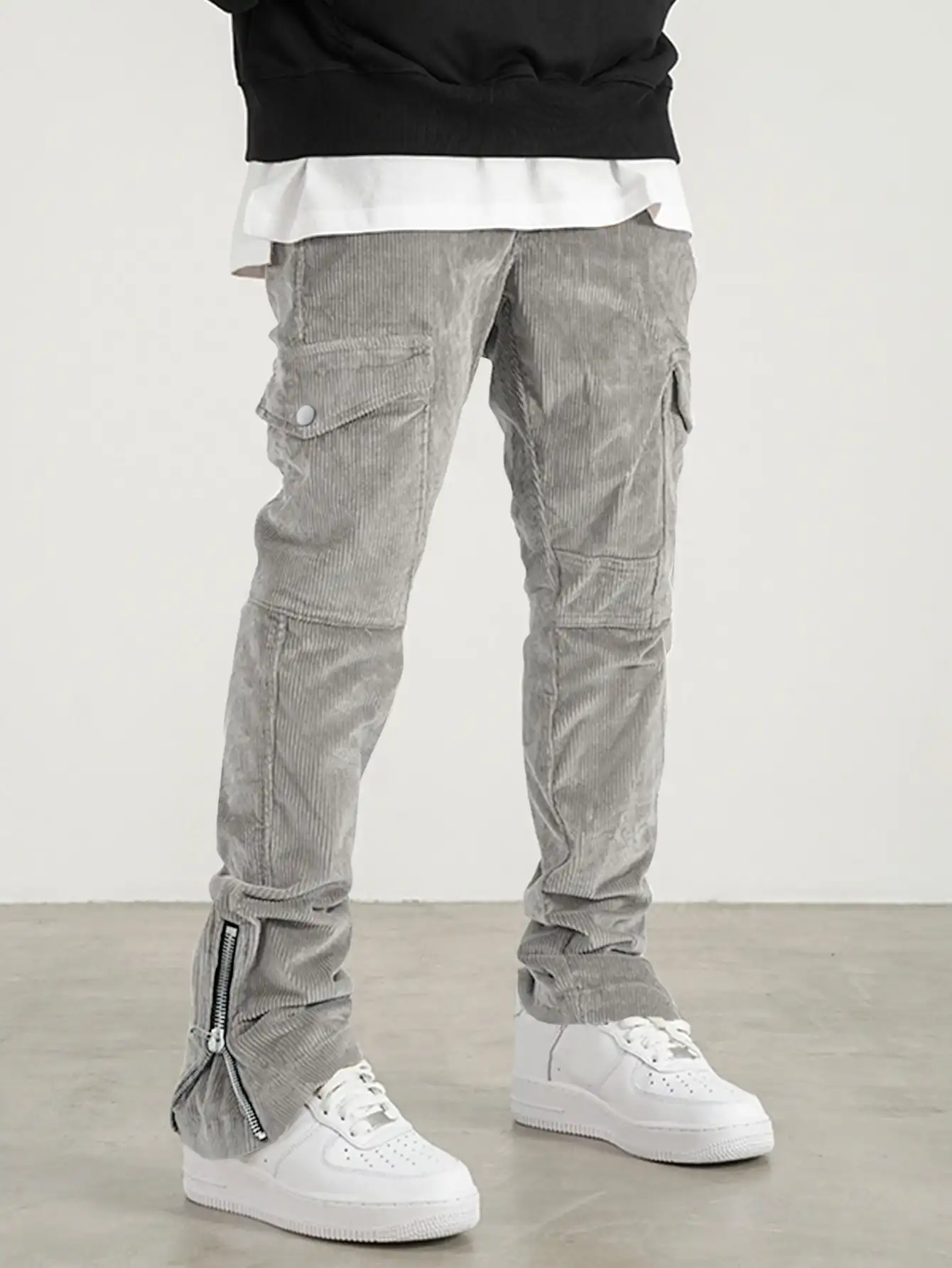 Trendy-Solid-Corduroy-Cargo-Pants-Men-s-Multi-Flap-Pocket-Drawstring ...