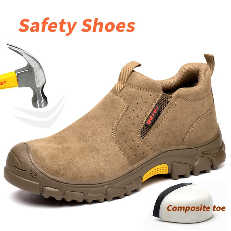 

safety shoes composite fiber toe leather boots for working men welder Kevlar anti smashing puncture Welding without laces winter