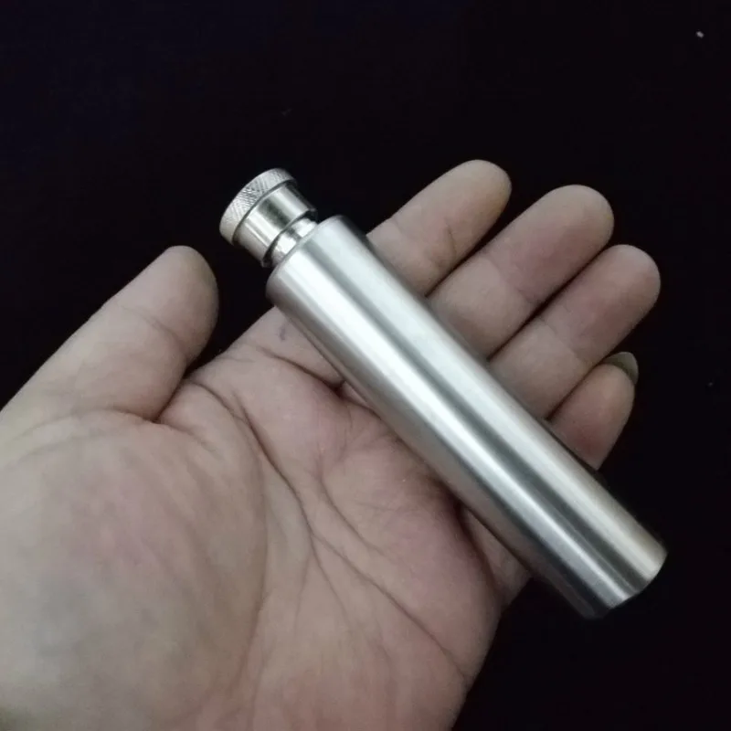 Description Picture 3 of item2 Oz 60ml Whiskey Flagon Bottle 304 Stainless Steel Hip Flask Like Cigar Long Round Bottom Mirror Polished Tube With Funnel Gift