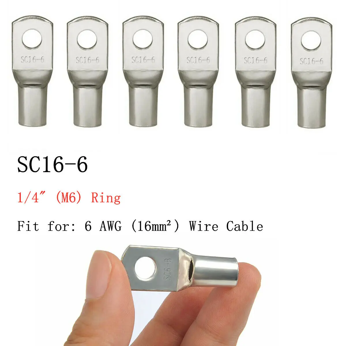Copper Wire Lugs 4-25mm Assortment Tinned Ring Crimp Terminals Battery Wire Welding Cable Connectors 100/50/25/10PCS