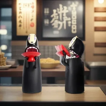 Cartoon Coin Saving Jar Anime Figure Faceless Man Saving Pot Spirited Away Figurine Electric Home Collectible Model Decor Gift