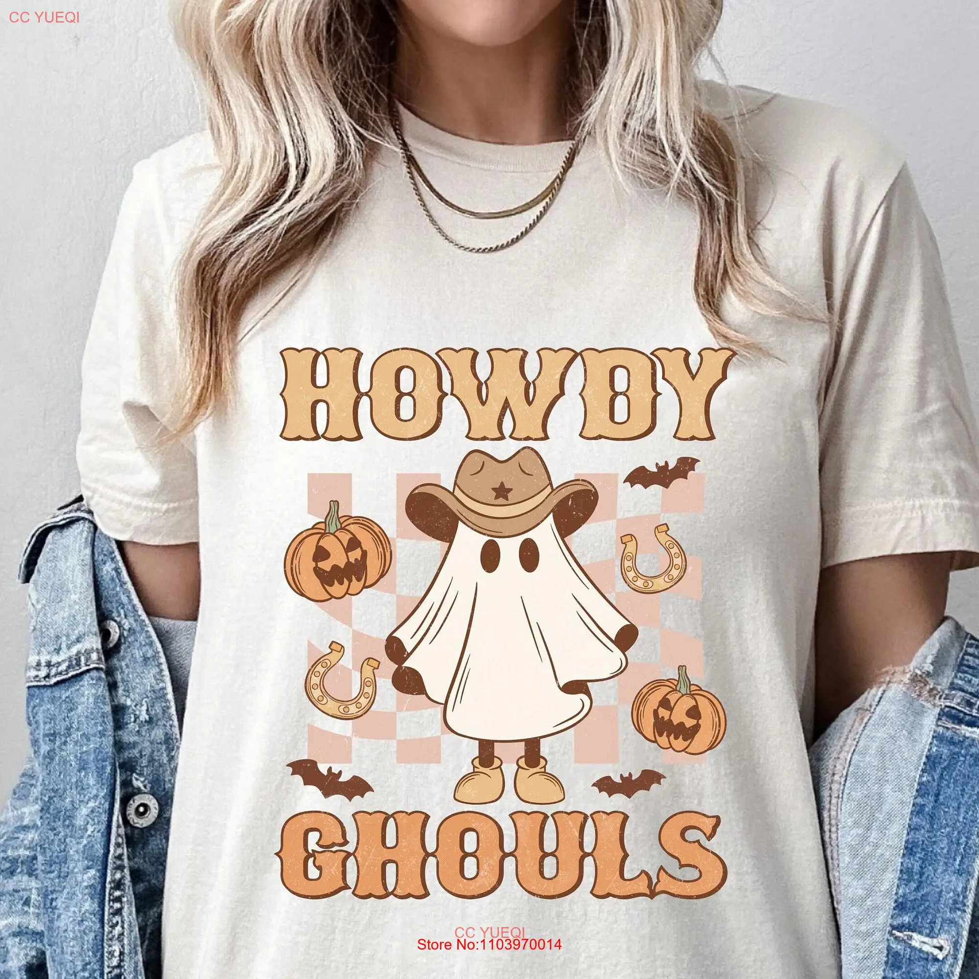 Футболка howdy ghouls с Тыквой и длинными или короткими рукавами для Хэллоуина с надписью Let go boohaw