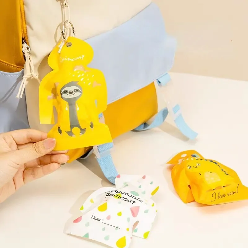 1pcs Disposable Cartoon Card Raincoat for Adults and Children Portable Pocket Raincoat for Outdoor Travel