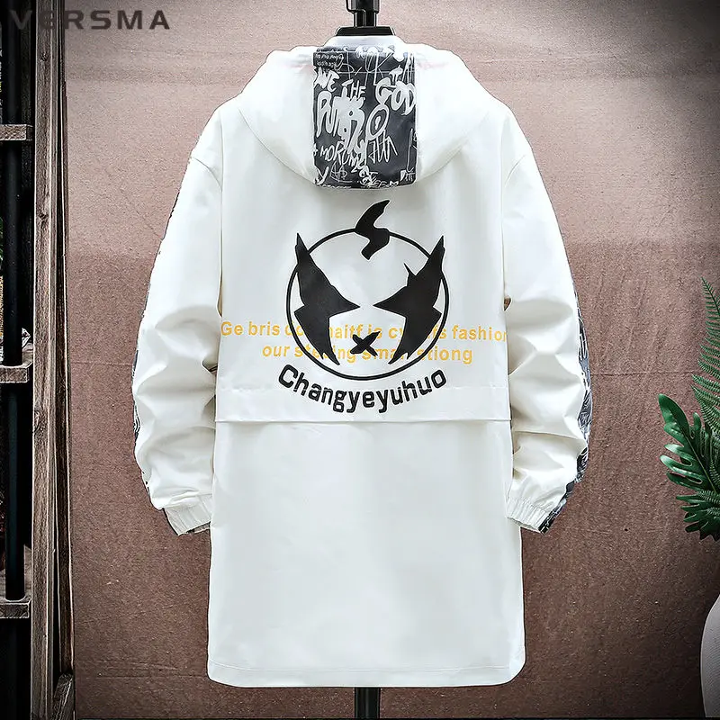 VERSMA Japanese Cargo Trench Men Loose Windbreaker Jackets Coats Vintage Streetwear Oversize Long Sleeve Male Clothing Plus Size