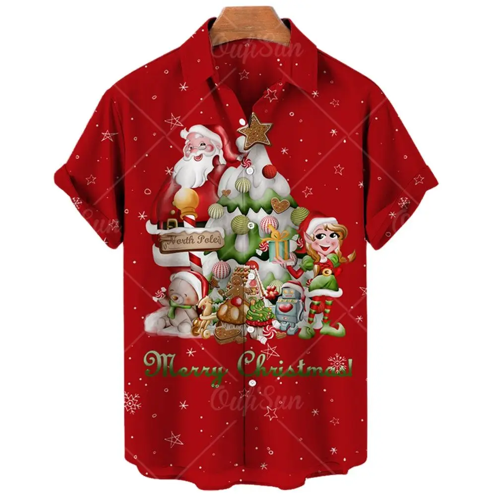 Men's Christmas Shirt, 3d Santa Print Short Sleeve T-shirt, Holiday Party Casual Christmas Shirt, Oversized T-shirt, 2022 Shirt 5
