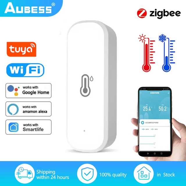 Capteur De Température Et D'humidité Intelligent Tuya Zigbee Smartlife,  Moniteur De Télécommande, Fonctionne Avec Alexa, Google Assistant, Smart  Home - Capteur De Température - AliExpress