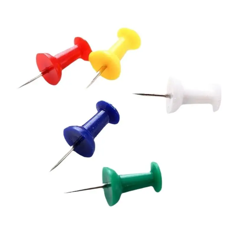 새로운 다양한 종류의 다채로운 플라스틱 푸시핀, 코르크보드, 사무실, 학교, 문..