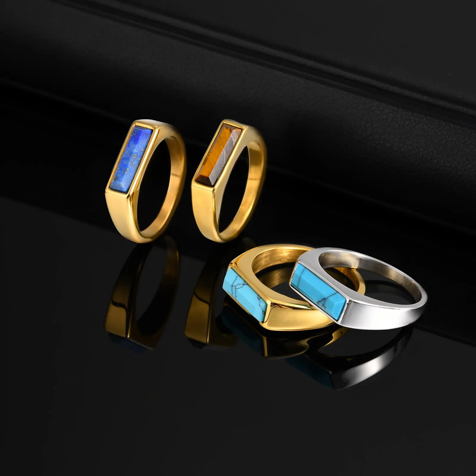 Gold Plated Stainless Steel Unisex Signet Ring