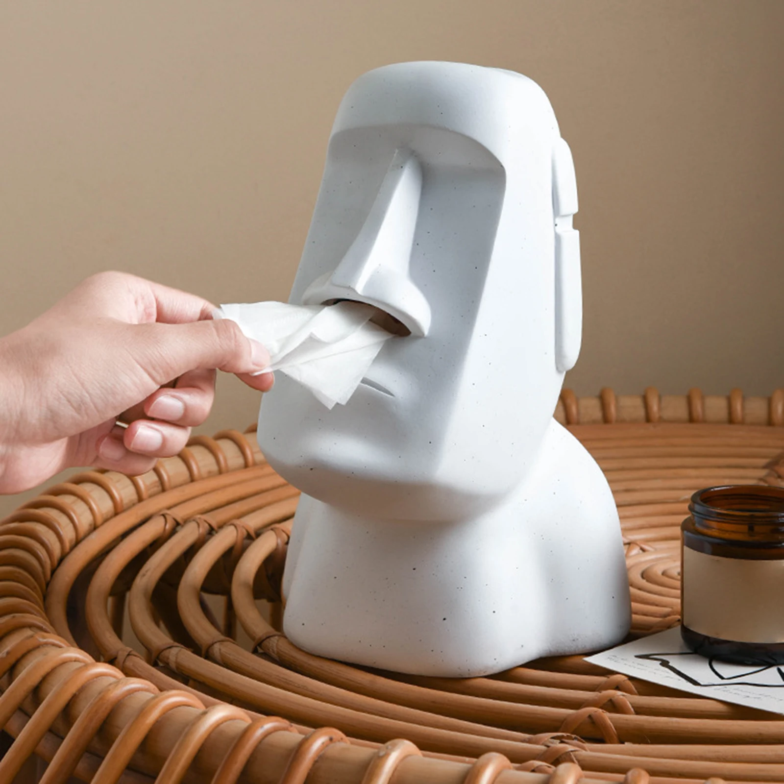 Tissue Box Holder 3D Stone Statue Paper Box Creative Multifunctional Napkin Tissue Dispenser Organizer Table Decoration 2