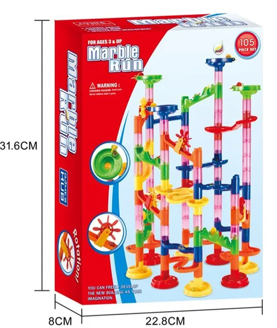 Marble Run Race Track Building Blocks Kids 3D Maze  Ball Roll Toy DIY  Marble Run Race Coaster Set 80/105/109/133pc Christmas Gi 4