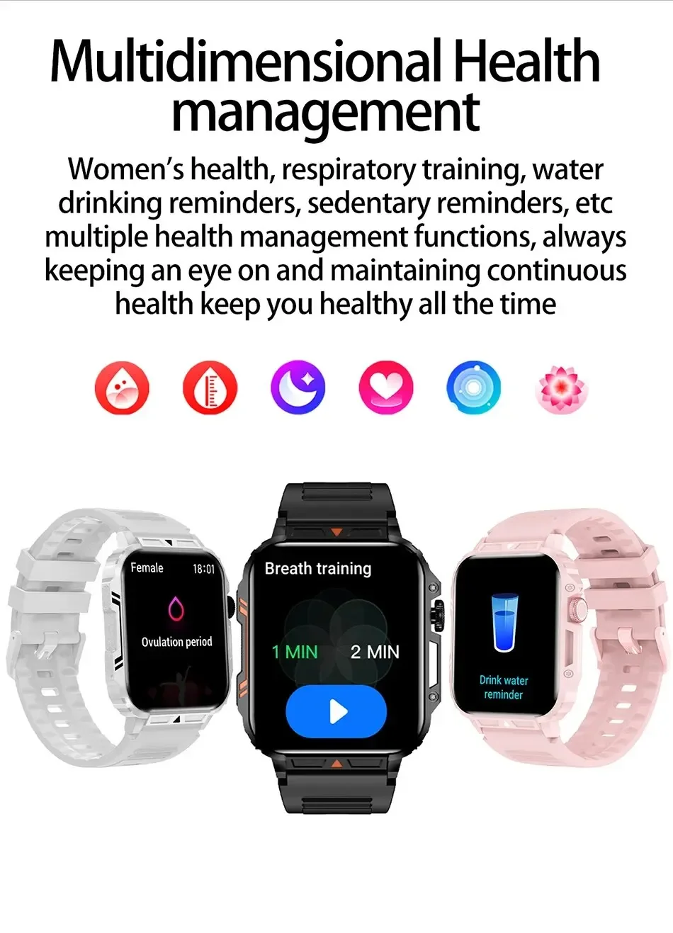 for iPhone 15 Pro Max 14 13 12 16 Smartwatch 1.95" Screen Health Monitoring Watches IP68 Waterproof Sports Fitness Smart Watch 5