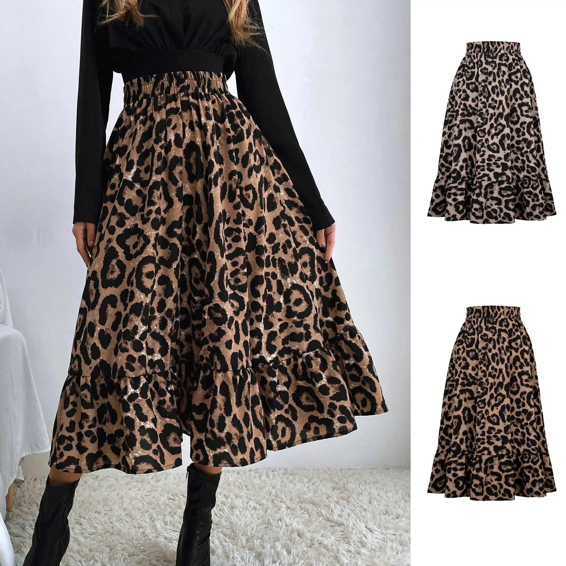 2023 women's hot style sexy leopard print bust skirt of tall waist Europe and the United States posed long skirt loose women burst the new wave of europe and the united states classic wave bikini swimsuit pregnant women fat mm swimsuit