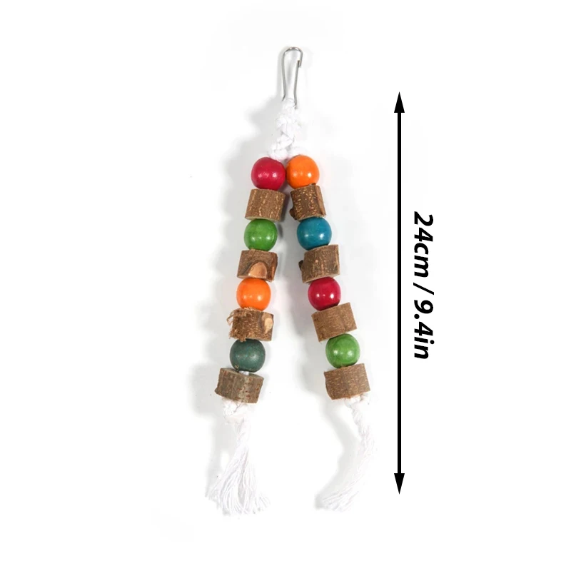 Wooden Parrot Bird Toy Wood Chew Toy for Parrot Chew Bite Hanging Cage Decoration Beak Grinding Toy with Bell Birds Supplies 5