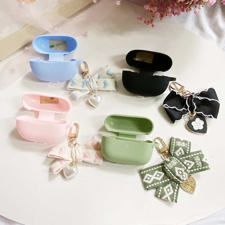 For Honor Earbuds 3 Pro Case Luxury Canvas Keychain Pendant Silicone Protector Earphone Cover For Honor 3 Pro Box