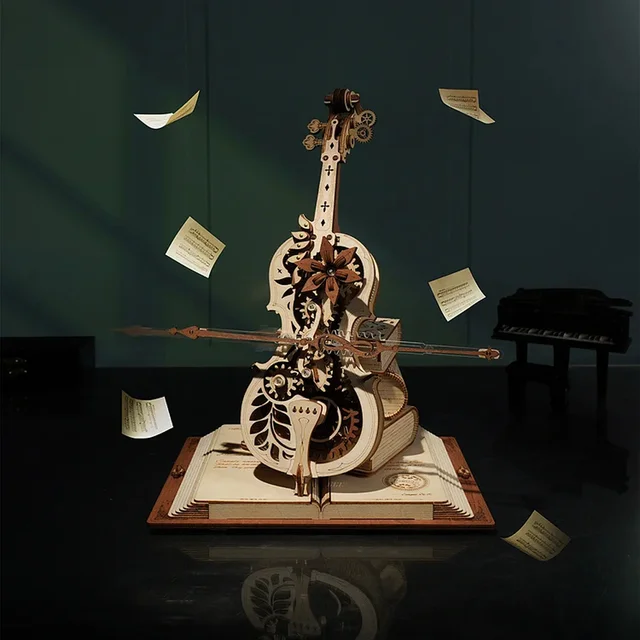 Magic Cello - 3D Wooden Puzzle & Mechanical Music Box for Kids