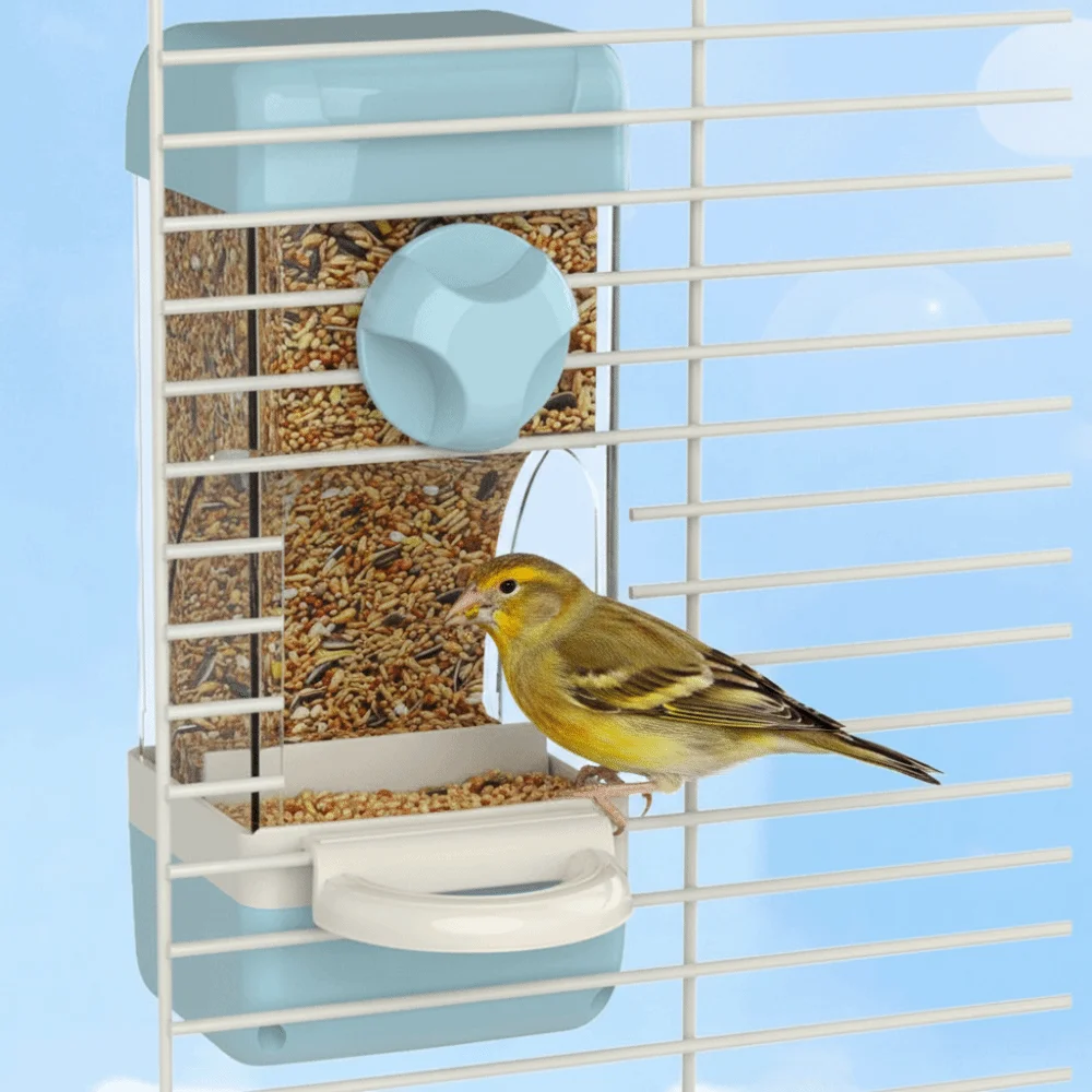 Large Capacity Automatic Bird Feeder Husk Separation Anti-Splash Bird Cage Feeder Durable Anti-Spill Bird Feed Container