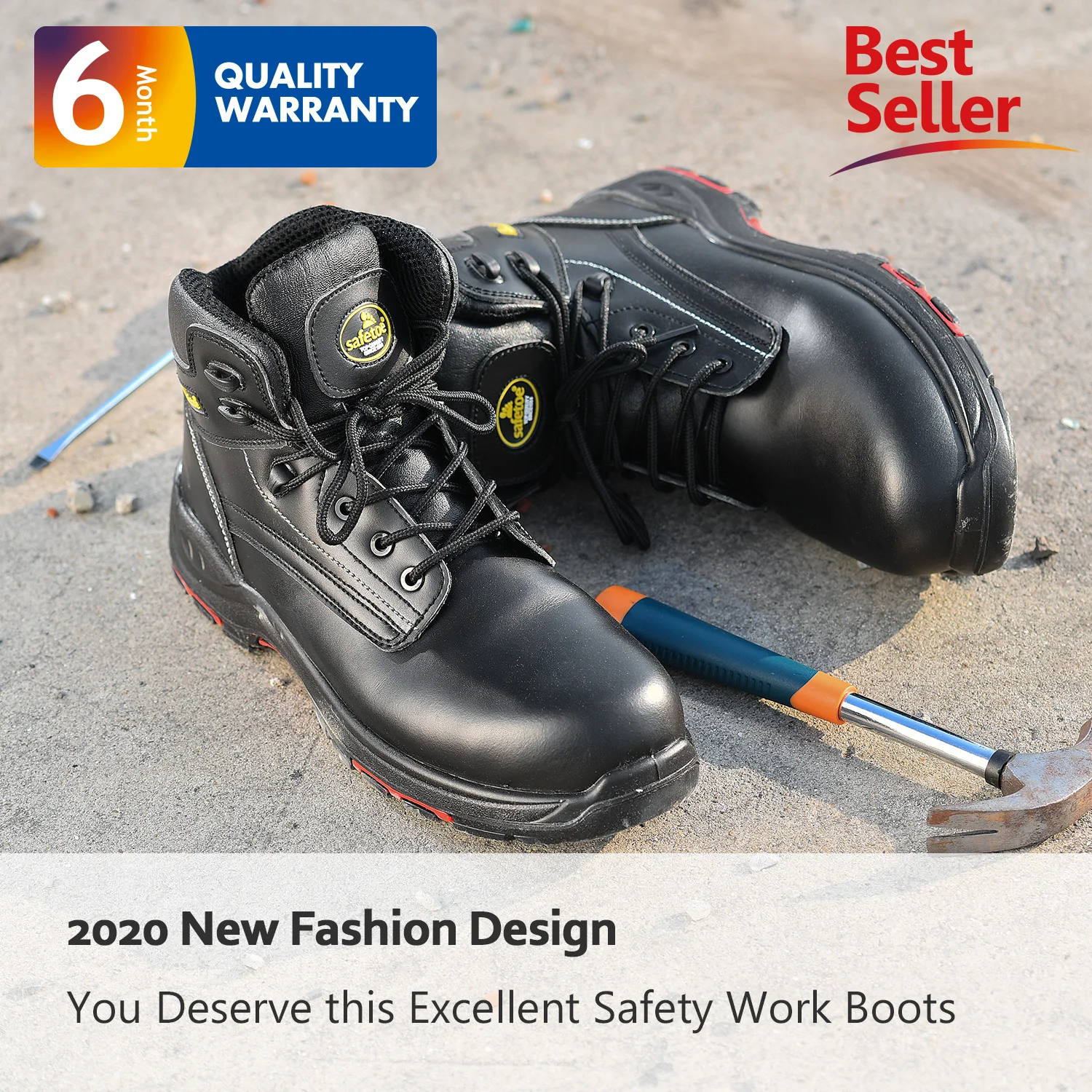 Safetoe Safety Mens Work Boots Wide Steel Toe Cap Anti-Static Breathable Full Grain Leather