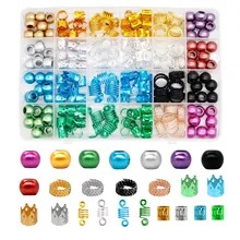 

216pcs/sets Deadlocks Beads Hair Ring Plastic Hair Cuffs Multi Color Metal Cuffs Hair Braiding Beads Hair Decorations Clips