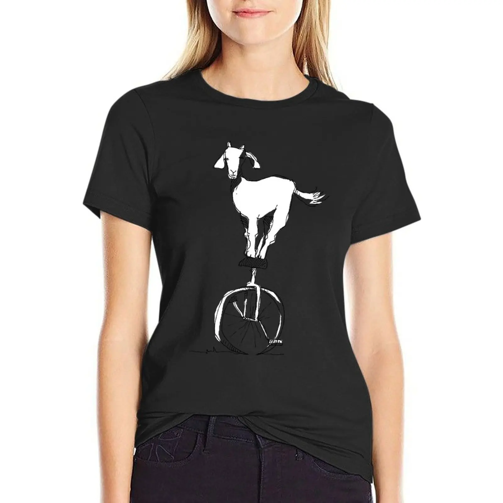 

Goat on a unicycle T-Shirt white t-shirt dress for Women sexy workout shirts for Women