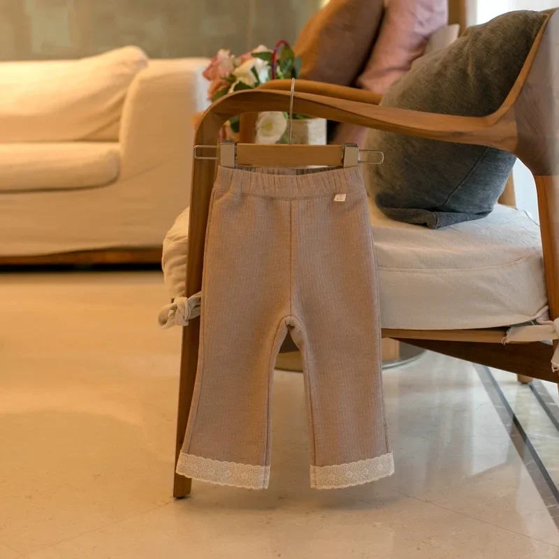 Cute Fleece Padded Lace Kids Leggings for Girls