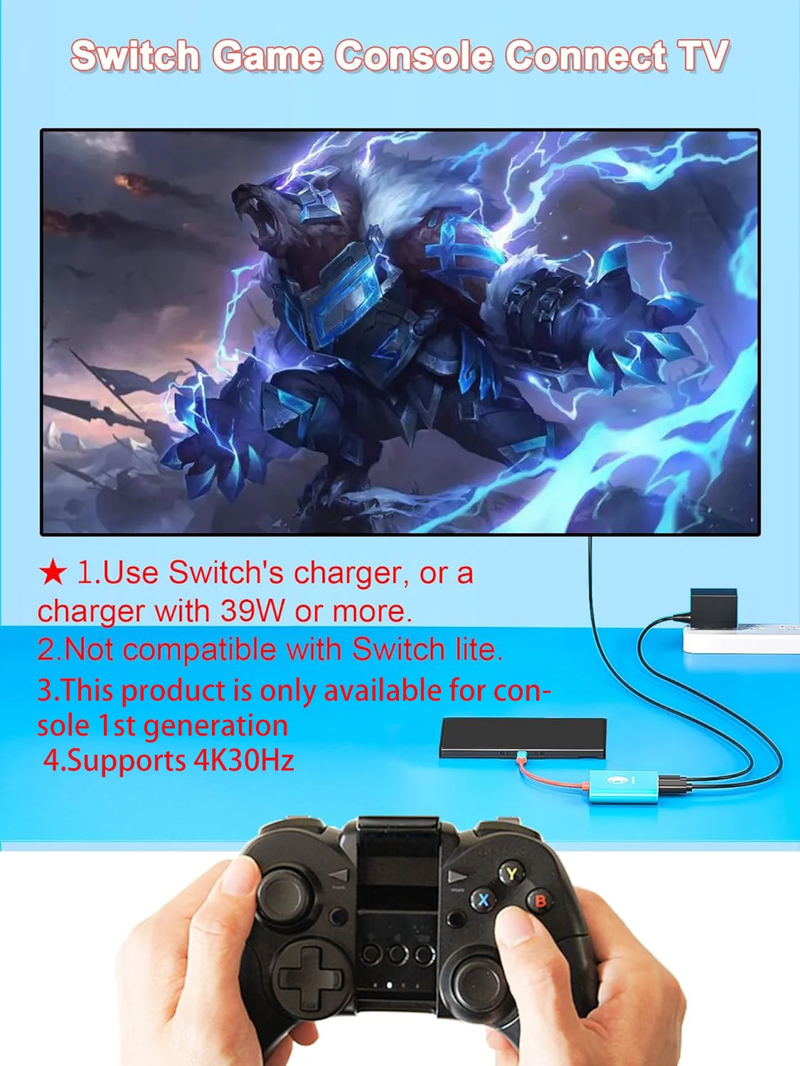 Type C to HDMI Adapter Portable TV Adapter with USB3.0 port 4K/30HZ for Steam Deck Nintendo Switch TV Screen Casting